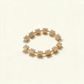Pair of curved gold-tone ear climber earrings with pave cubic zirconia square stations