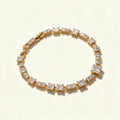 Gold-tone tennis bracelet with alternating princess-cut and round cubic zirconia
