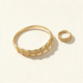 Gold-tone bamboo segment bangle with matching pavé cubic zirconia ring