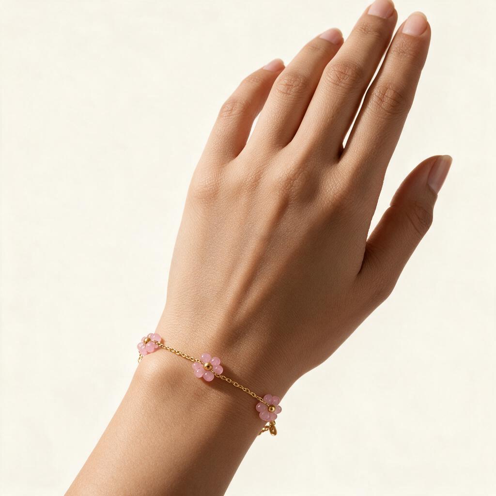 Woman wearing the bracelet on her wrist