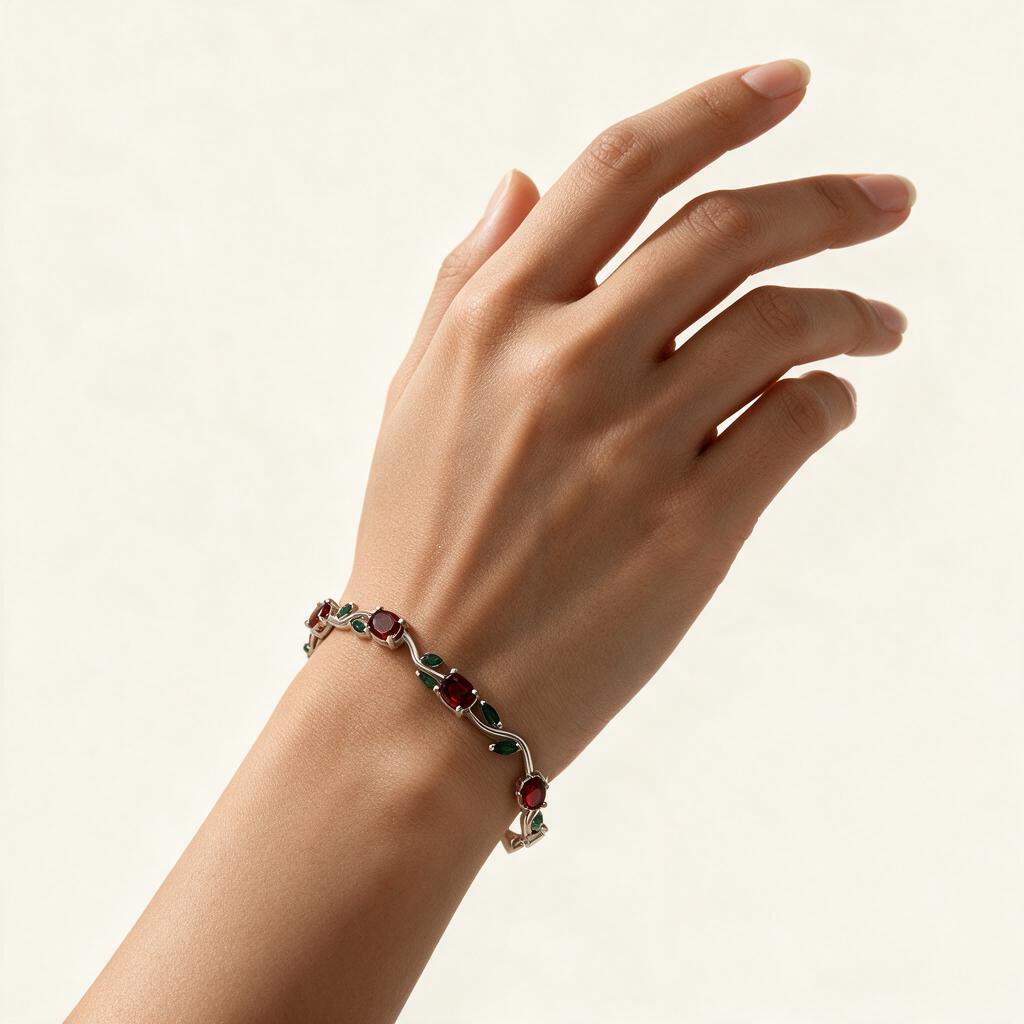 Woman wearing the bracelet on her wrist