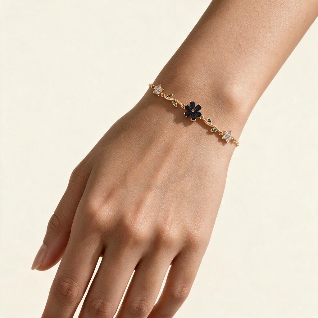 Woman wearing the bracelet on her wrist