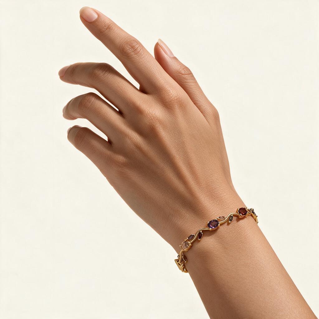 Woman wearing the bracelet on her wrist