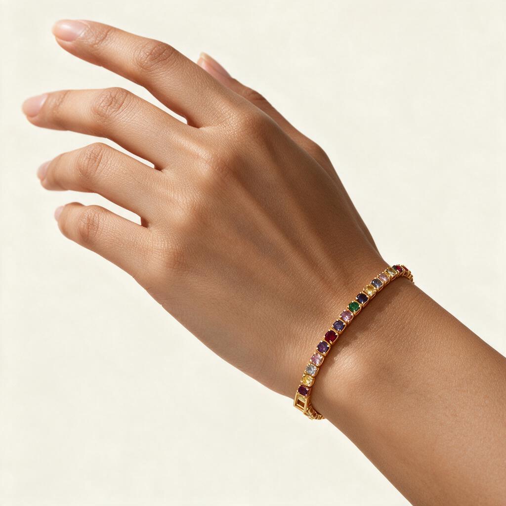 Woman wearing the bracelet on her wrist