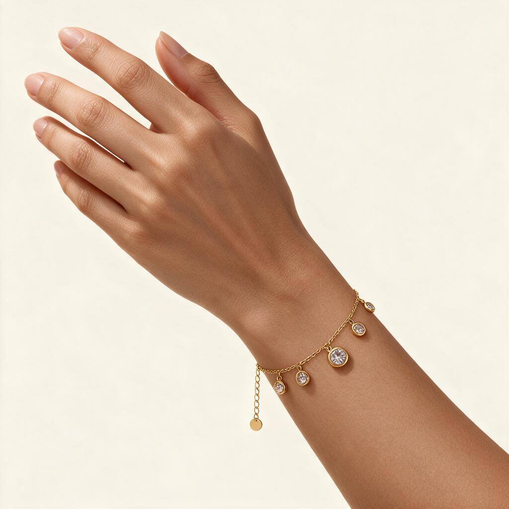 Woman wearing the bracelet on her wrist