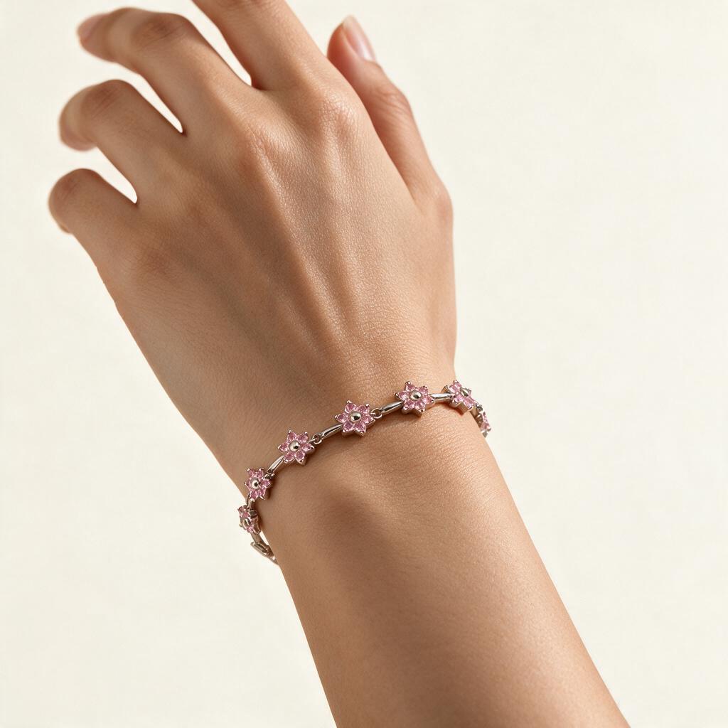 Woman wearing the bracelet on her wrist