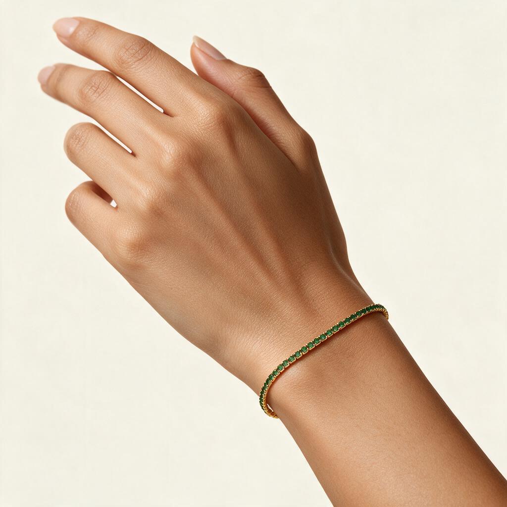 Woman wearing the bracelet on her wrist
