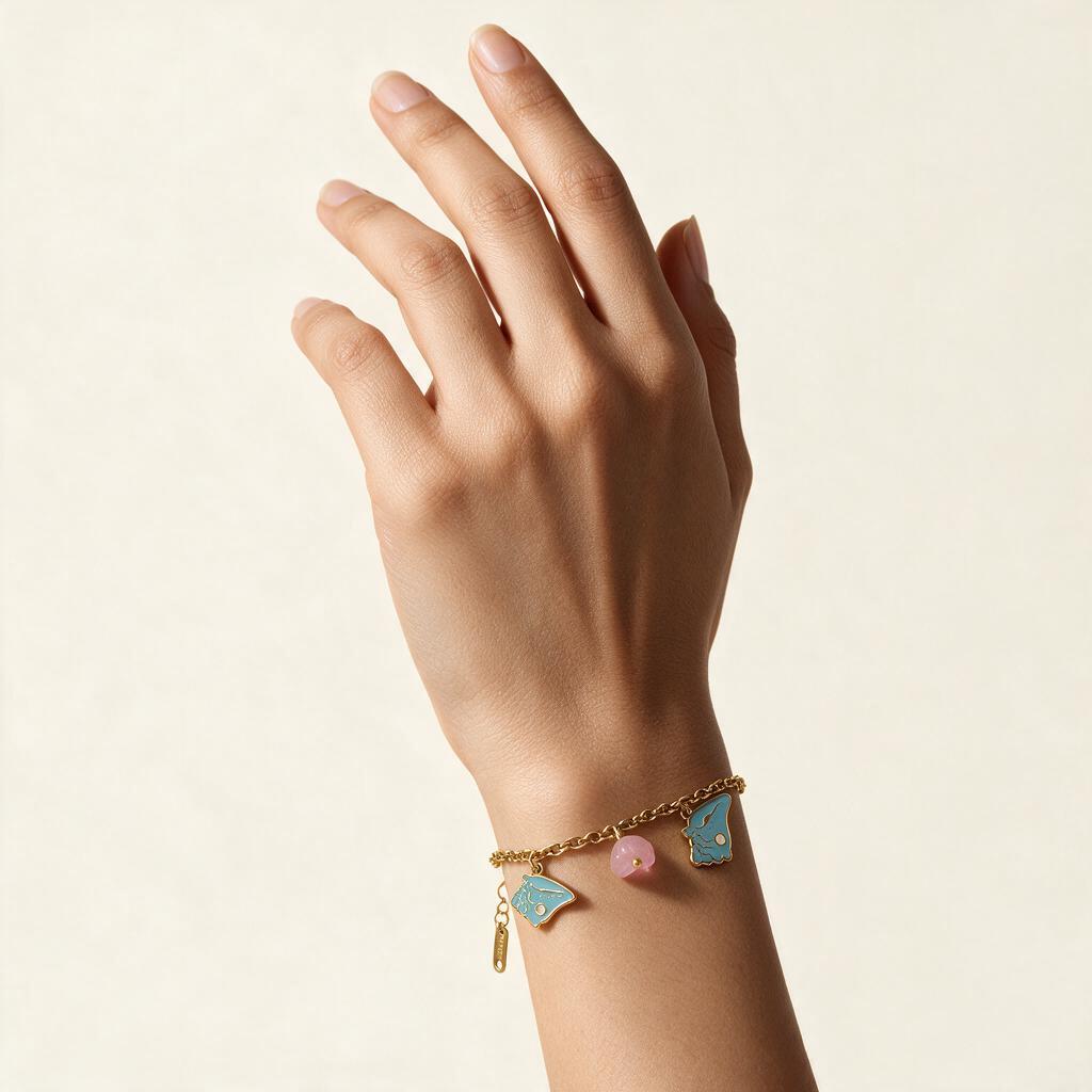 Woman wearing the bracelet on her wrist