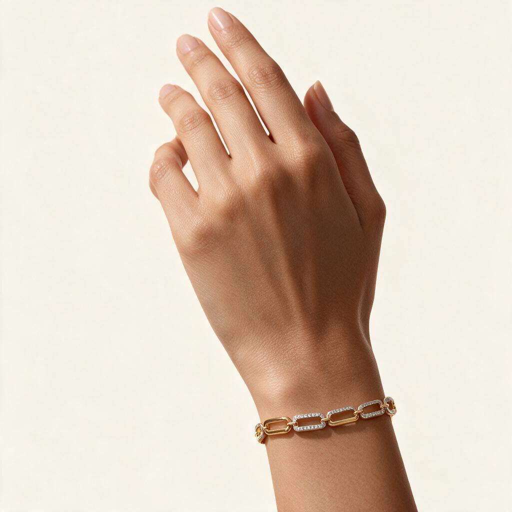 Woman wearing the bracelet on her wrist