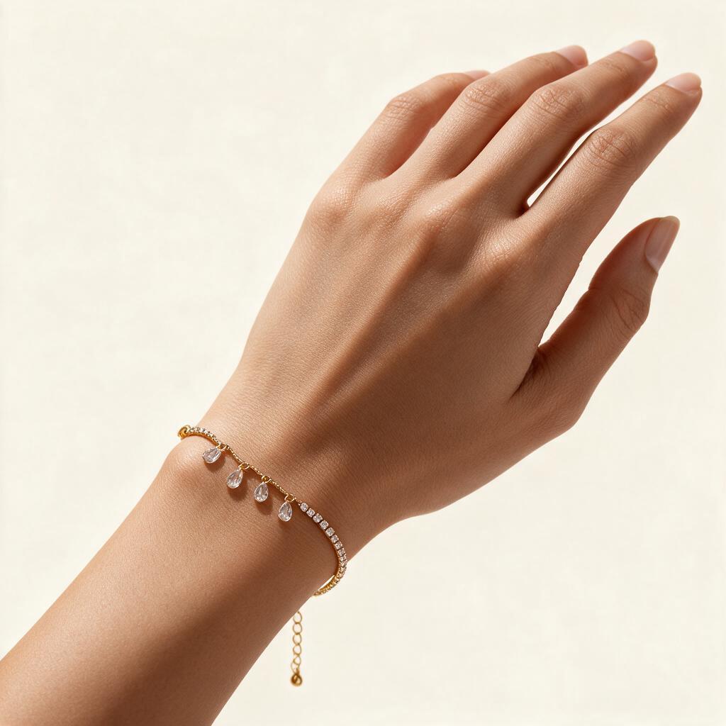 Woman wearing the bracelet on her wrist