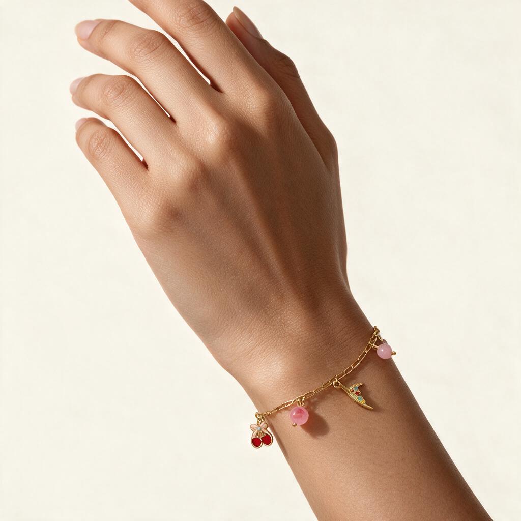 Woman wearing the bracelet on her wrist