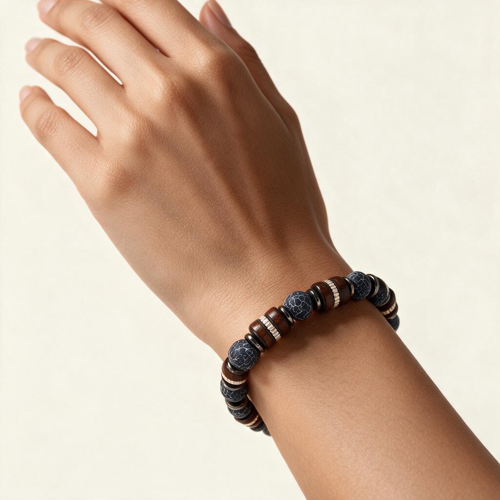 Woman wearing the bracelet on her wrist