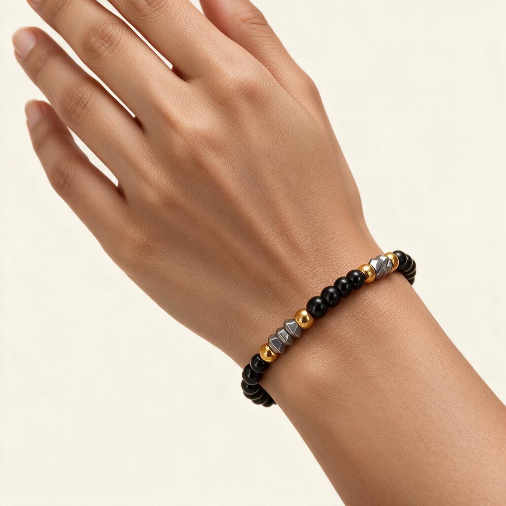 Woman wearing the bracelet on her wrist