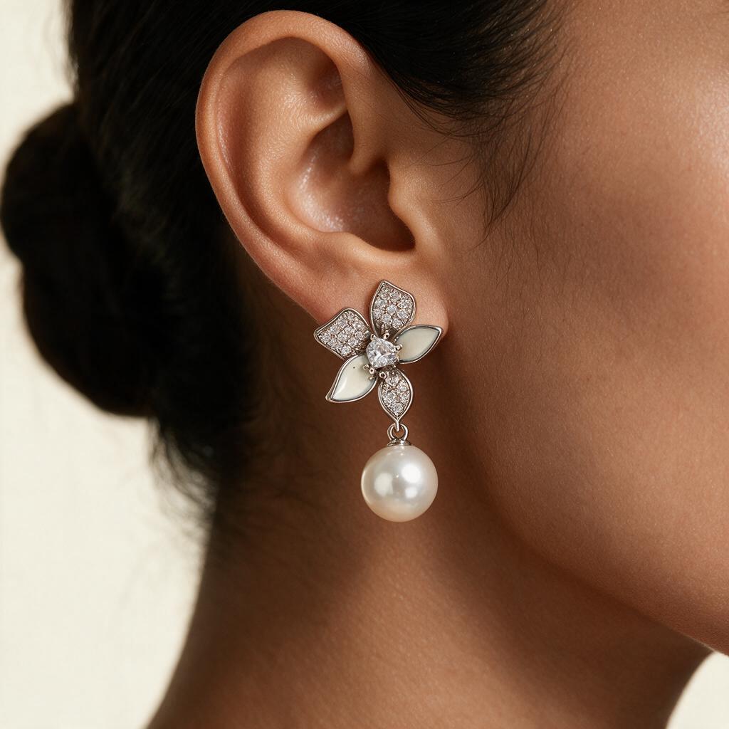 Woman wearing the earring