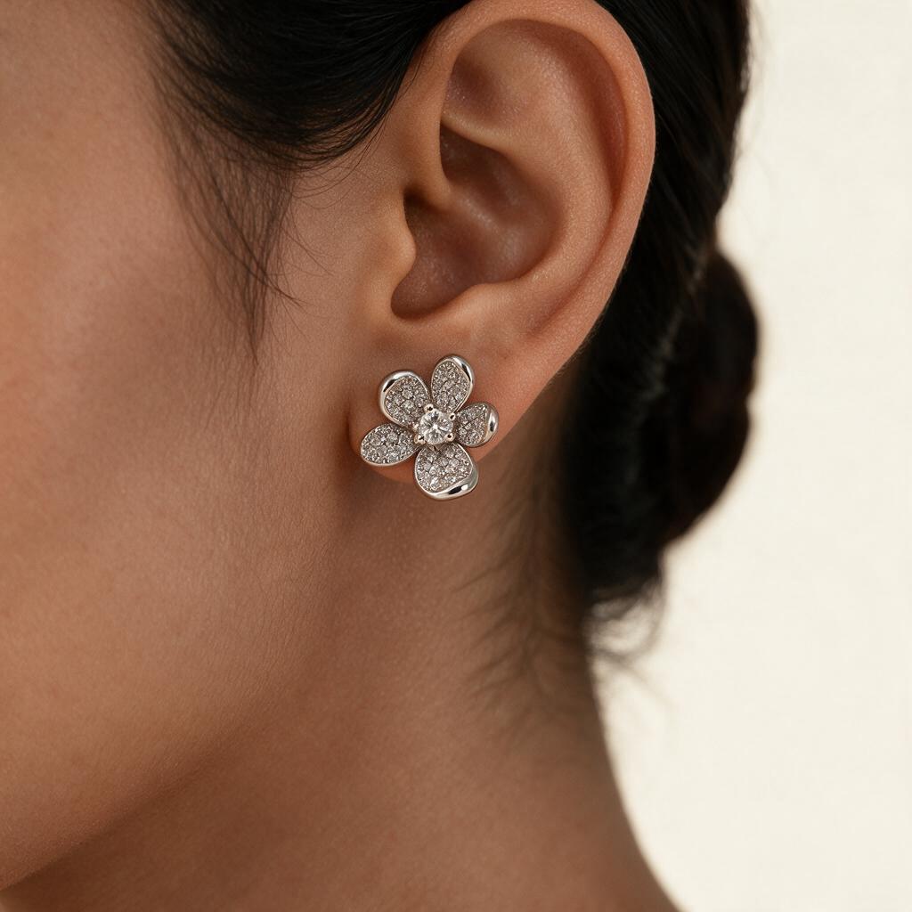 Woman wearing the earring