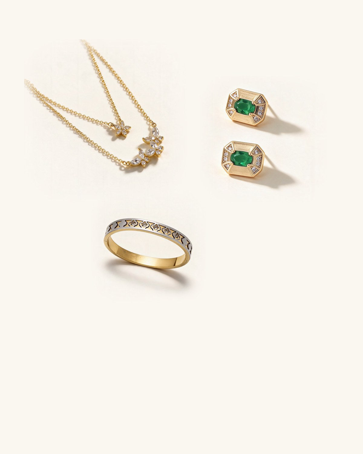 Model wearing gold vermeil jewellery
